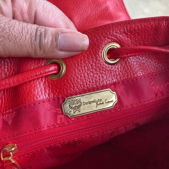 MCM Red  Small Leather  Backpack - Picture 11 of 16